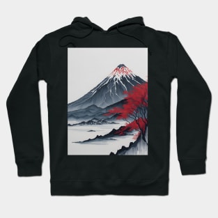 Serene Mount Fuji Sunset - Peaceful River Scenery Hoodie